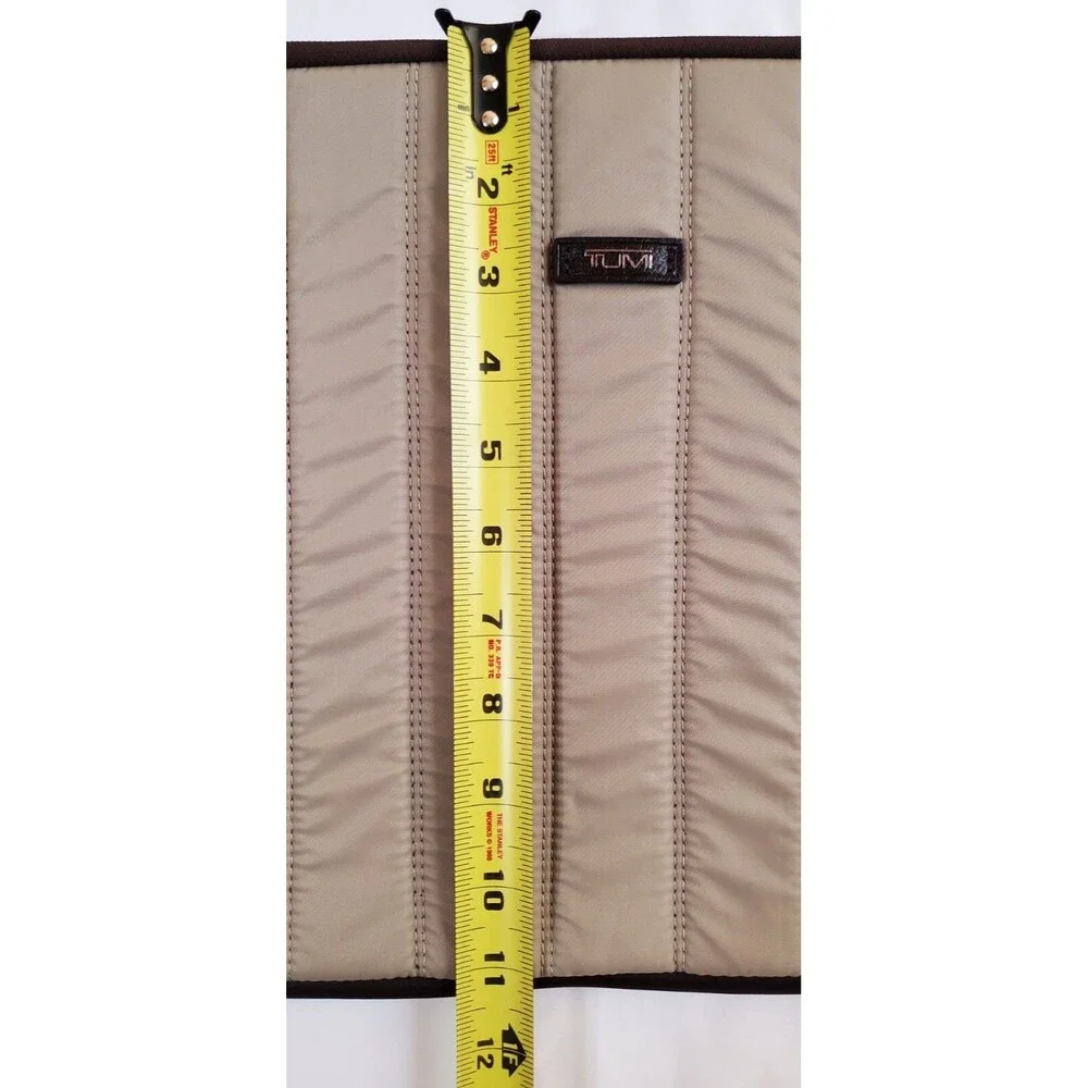 TUMI Beige Brown iPad or Tablet Sleeve Quilted Case Protector Bag